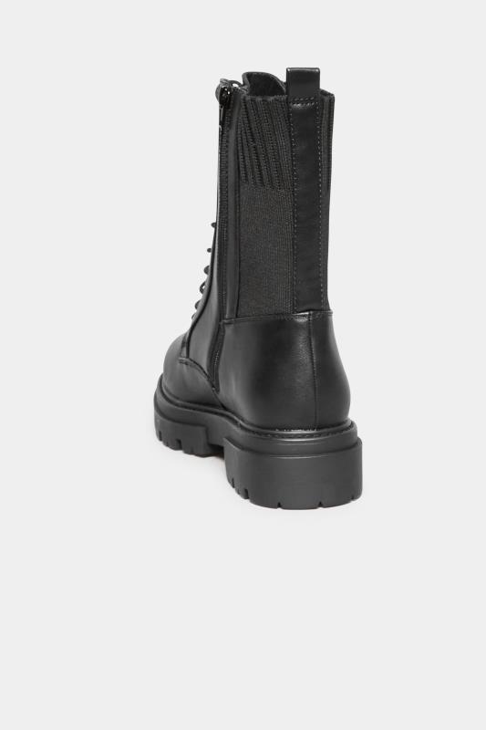 LIMITED COLLECTION Black Sock Lace Up Boots In Wide E Fit & Extra Wide EEE Fit | Yours Clothing 4
