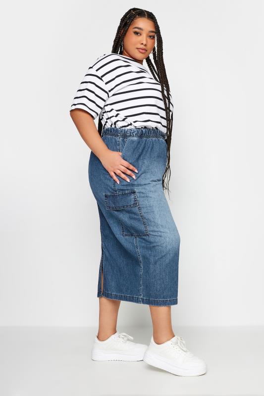 LIMITED COLLECTION Plus Size Blue Denim Parachute Skirt | Yours Clothing 3