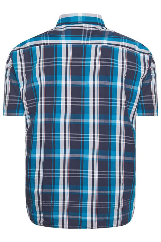 KAM Big & Tall Navy Blue Check Short Sleeve Shirt 4