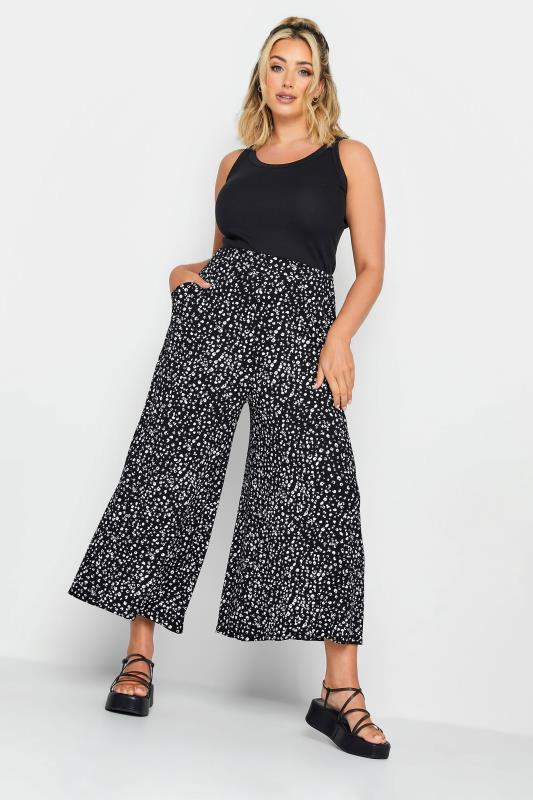 YOURS Curve Plus Size Black Leopard Print Midaxi Culottes | Yours Clothing 2