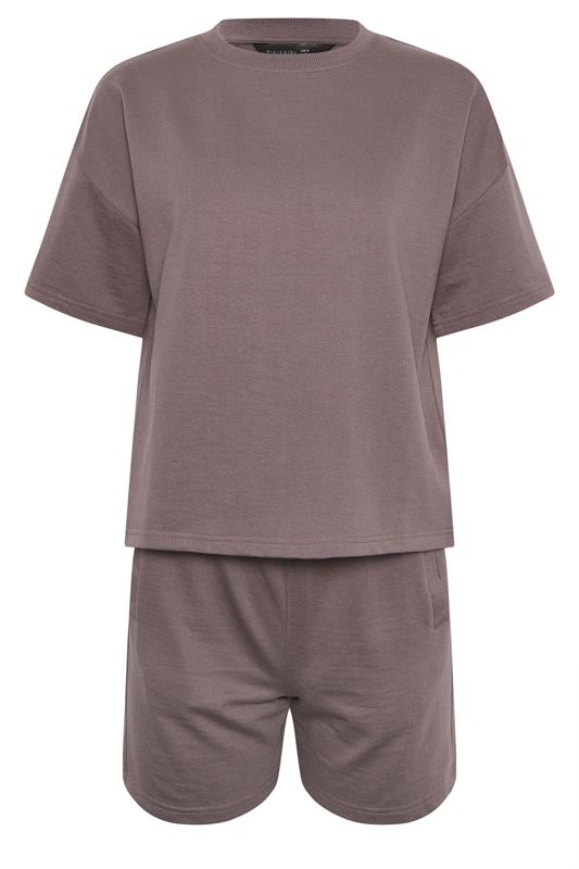 PixieGirl Petite Women's Set Plum Purple Sweat T-Shirt & Shorts | PixieGirl 5