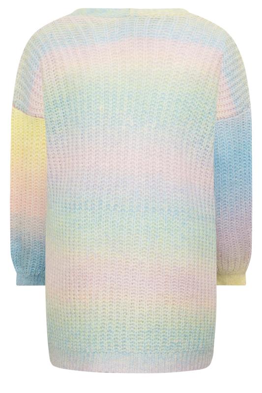 Plus Size Blue & Pink Ombre Knitted Cardigan | Yours Clothing 8