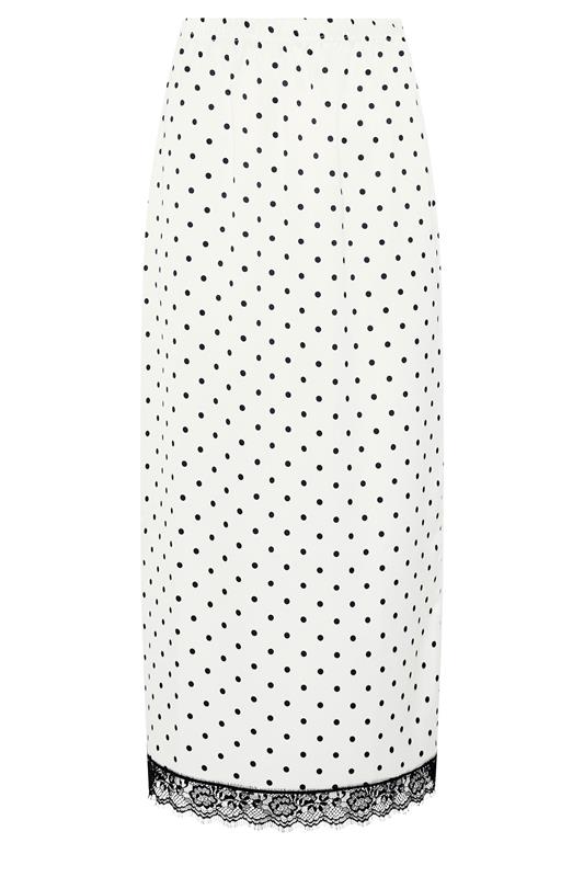 PixieGirl Petite Women's White Polka Dot Satin Maxi Skirt | PixieGirl 6
