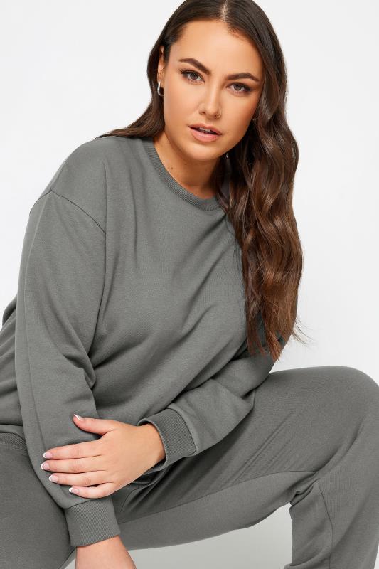 YOURS Plus Size Grey Crew Neck Sweatshirt | Yours Clothing 4