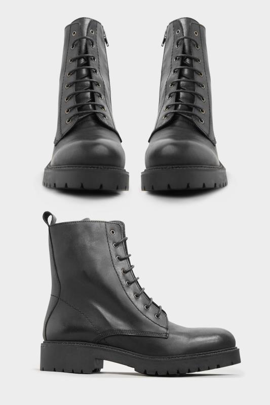 Black Lace Up Leather Boots | Long Tall Sally  3