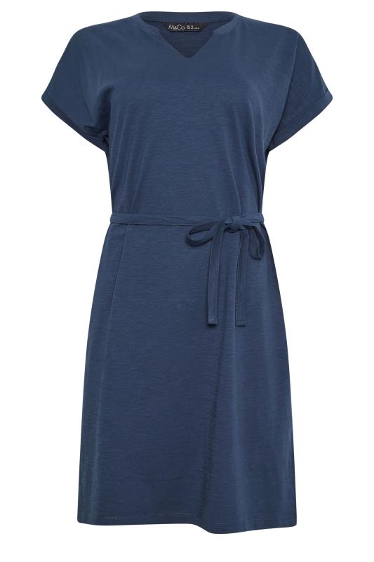 M&Co Navy Blue Tie Waist Short Sleeve Dress | M&Co 5