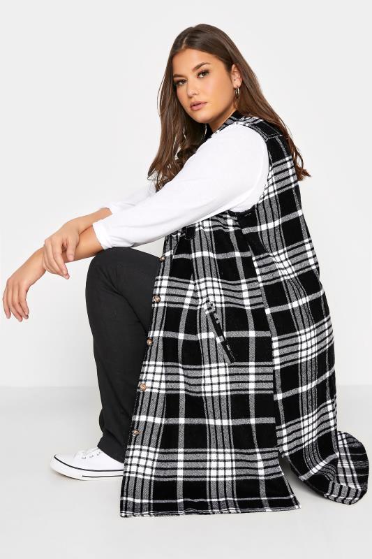 LIMITED COLLECTION Curve Black & White Checked Longline Sleeveless Shacket 4