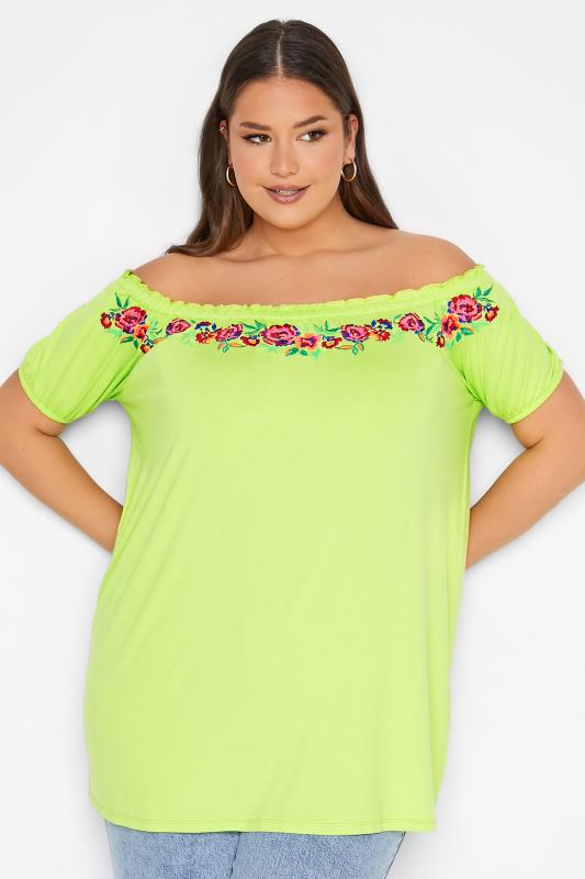 Curve Green Embroidered Bardot Top_D.jpg