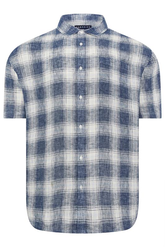 BadRhino Big & Tall Blue Check Print Short Sleeve Shirt | BadRhino 6