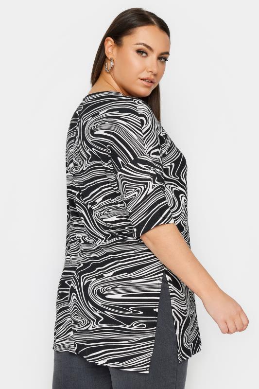 YOURS Plus Size Black Abstract Swirl Print Top | Yours Clothing 3