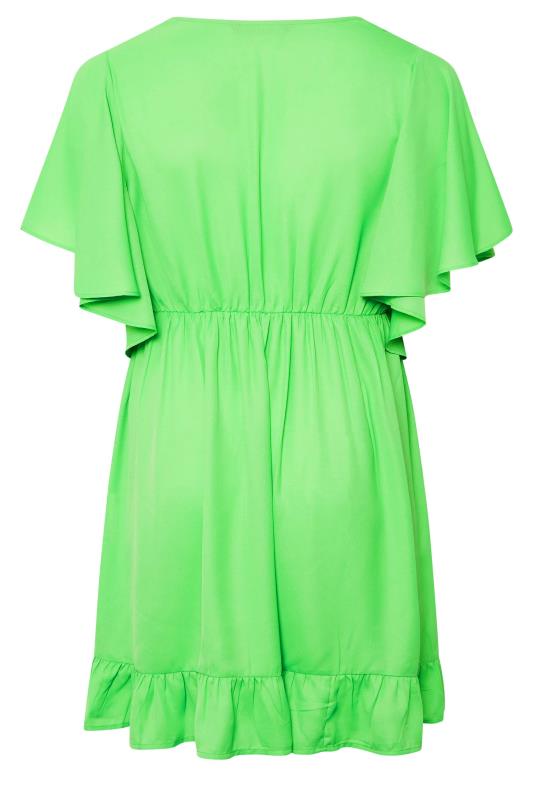 LIMITED COLLECTION Plus Size Green Frill Sleeve Wrap Tunic Dress | Yours Clothing 8