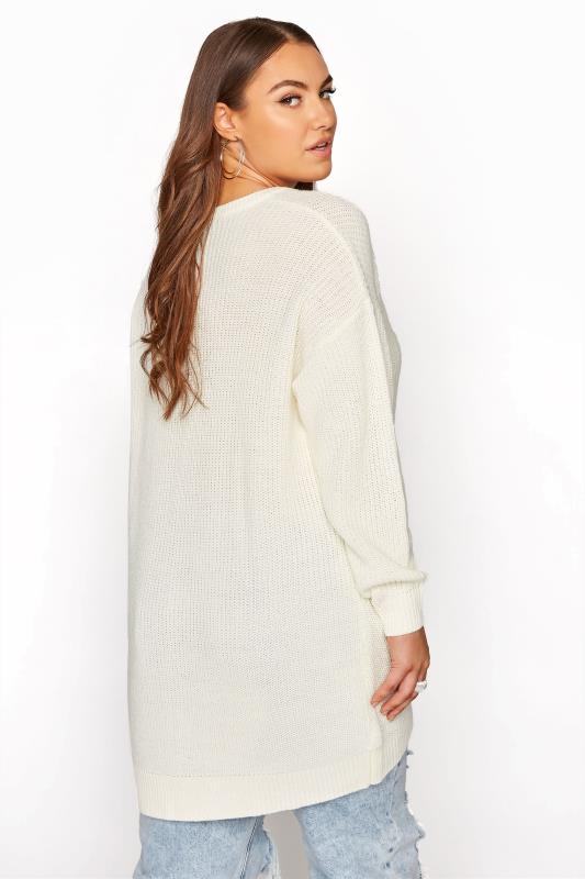 Plus Size Curve Ecru Cream Essential Knitted Jumper | Yours Clothing  1