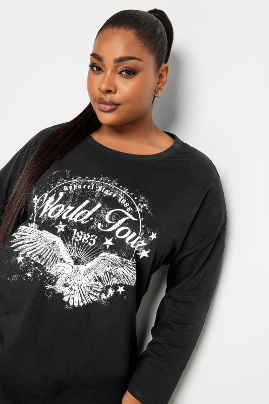 YOURS Plus Size Black 'World Tour' Slogan Print Top | Yours Clothing 4