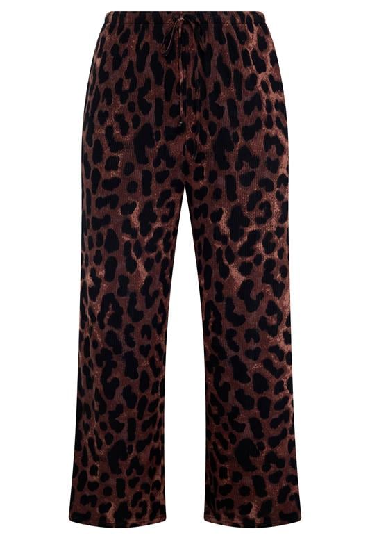 YOURS Plus Size Brown Leopard Print Trousers | Yours Clothing 5