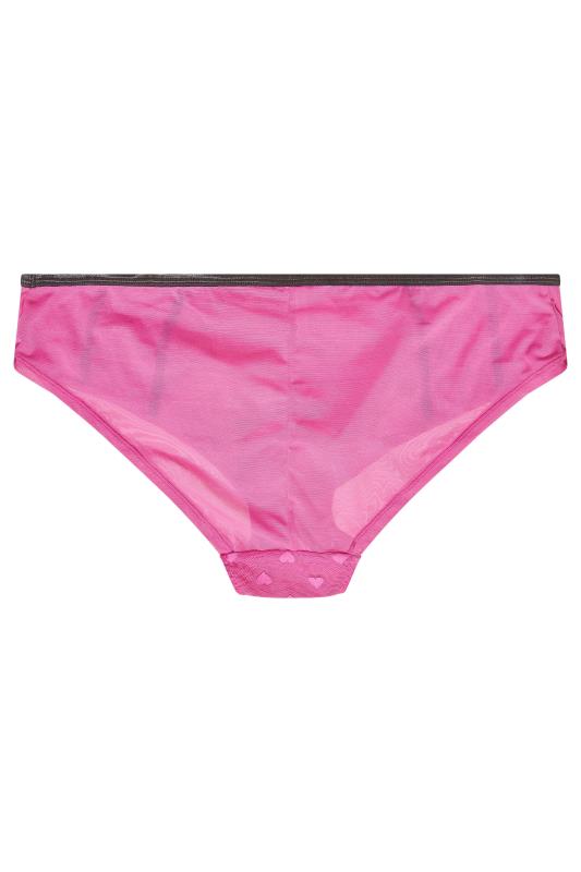Curve Pink Embroidered Love Heart Low Rise Knickers 5