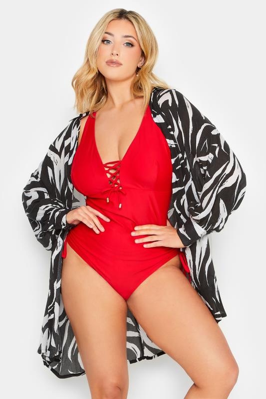  Grande Taille YOURS Curve Black Animal Print Crinkle Beach Shirt