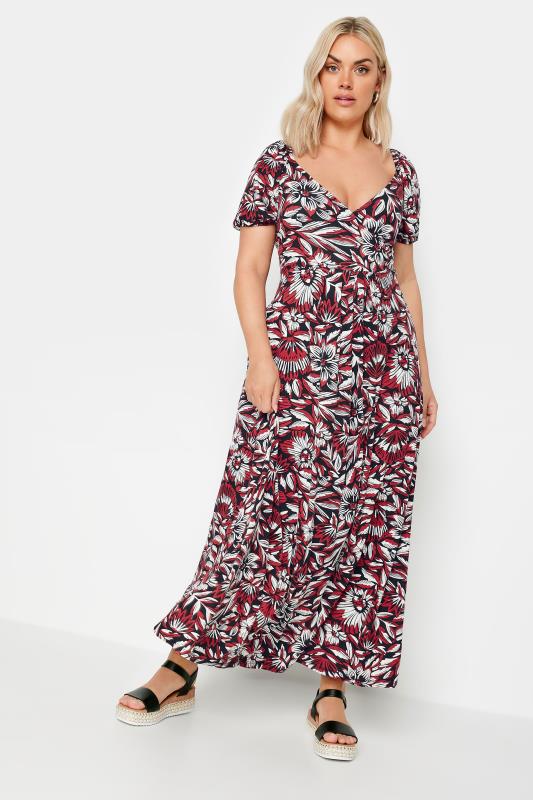 Plus Size  YOURS Curve Red Floral Print Maxi Wrap Dress