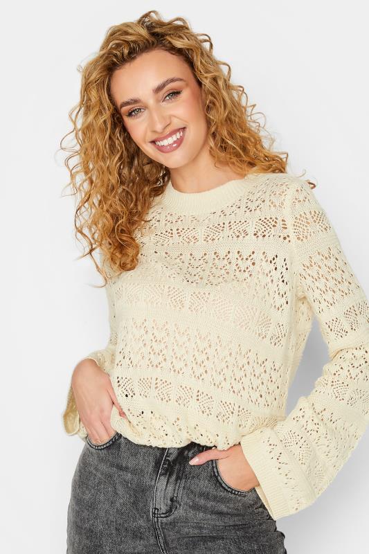  Grande Taille LTS Tall White Crochet Flare Sleeve Jumper