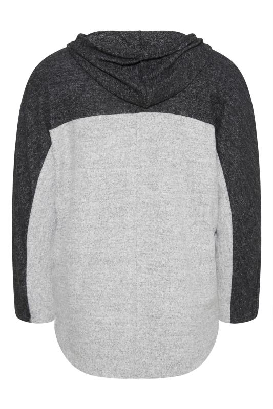 Plus Size Grey Colour Block Soft Touch Hoodie | Yours Clothing  7