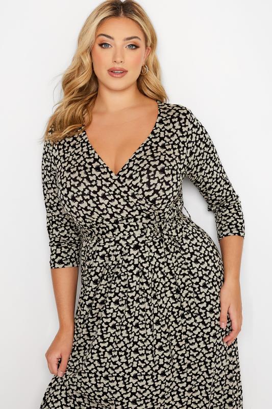 Plus Size Black Black Butterfly Print V-Neck Maxi Dress | Yours Clothing 4