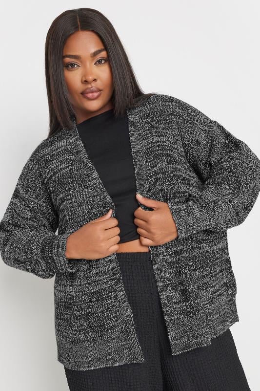 Plus Size  YOURS Curve Grey Knitted Balloon Sleeve Cardigan