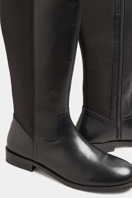 LTS Black 50/50 Stretch Over The Knee Leather Boots In Standard D Fit | Long Tall Sally 6
