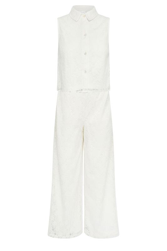 PixieGirl Petite Women's Set White Lace Lined Shirt & Wide Leg Trousers | PixieGirl 10