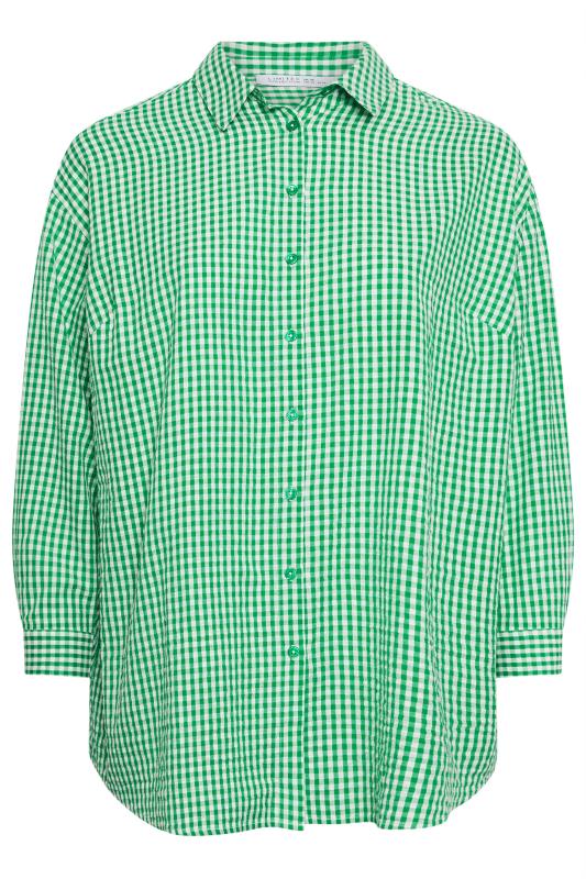 LIMITED COLLECTION Plus Size Green Gingham Check Shirt | Yours Clothing 6