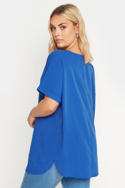YOURS Plus Size Cobalt Blue Boxy T-Shirt | Yours Clothing 3