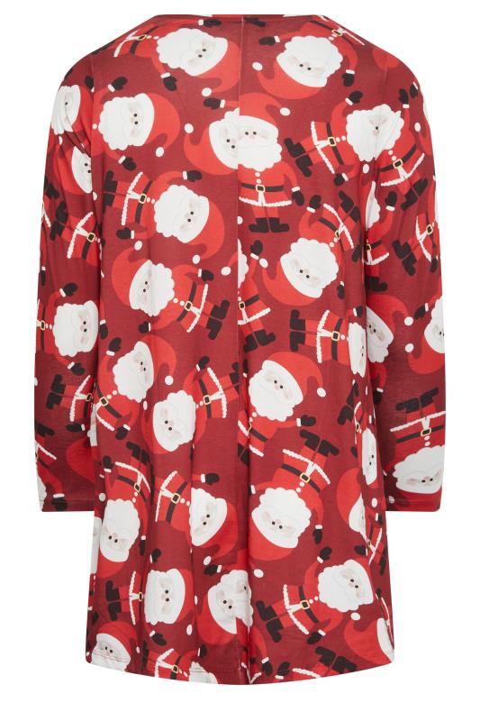 YOURS Plus Size Red Santa Print Christmas Tunic Top | Yours Clothing 7
