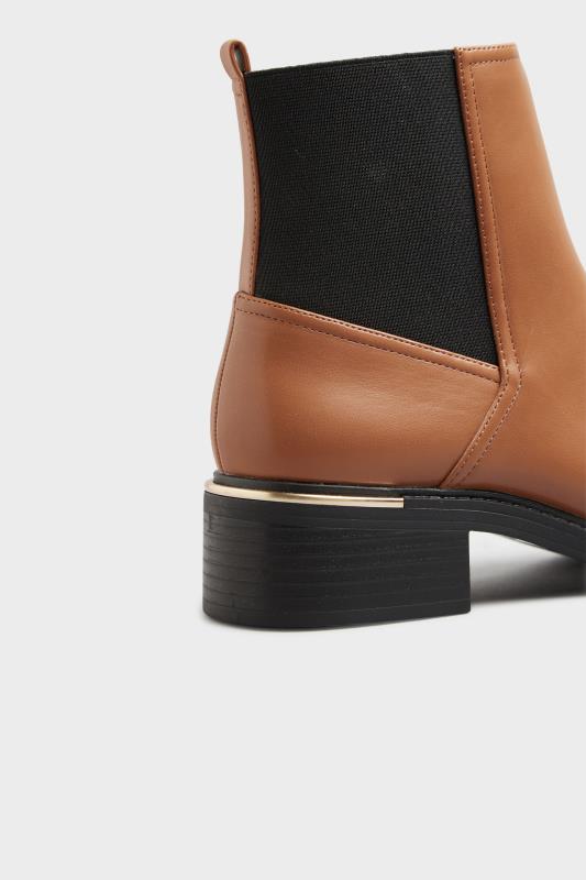 LTS Tan Brown Metal Trim Chelsea Boots In Standard Fit | Long Tall Sally  5