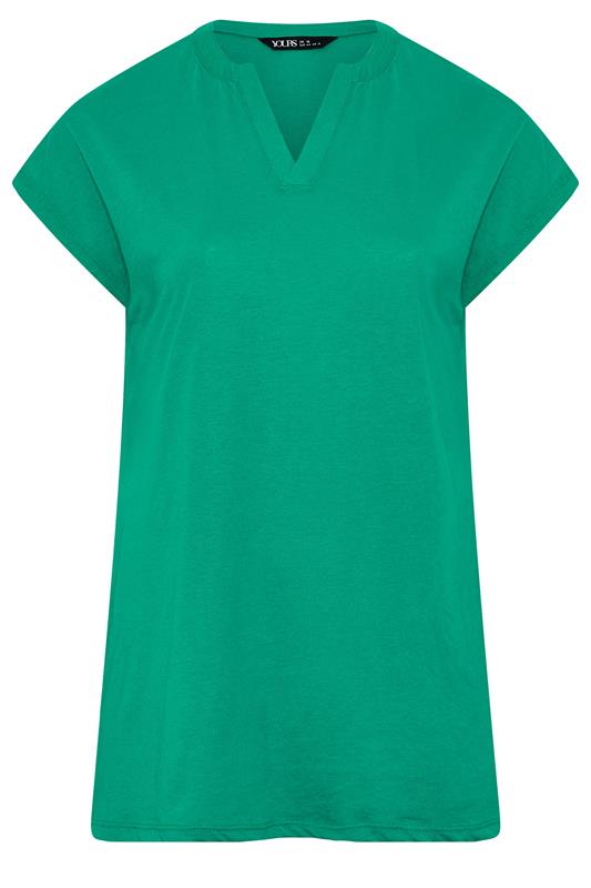 YOURS Plus Size Green Notch Neck T-Shirt | Yours Clothing 5