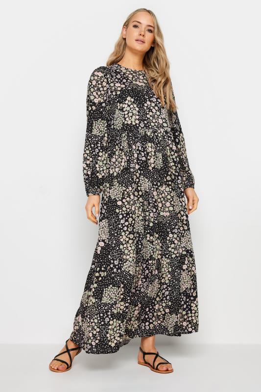 LTS Tall Womens Black Ditsy Floral Print Tiered Maxi Dress | Long Tall Sally 2