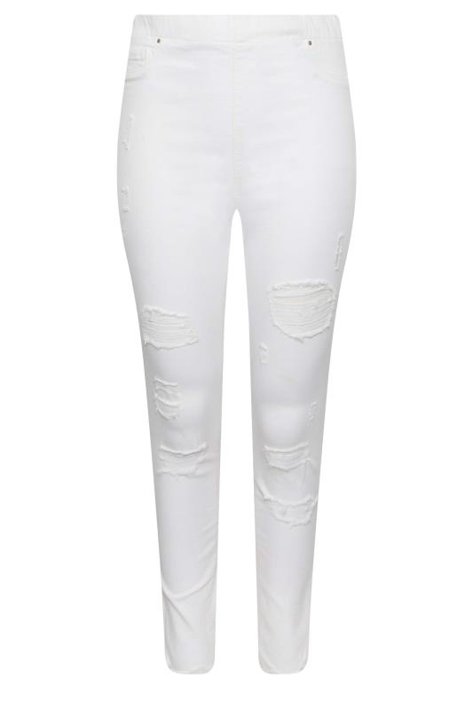 YOURS Plus Size White Stretch Extreme Ripped JENNY Jeggings | Yours Clothing 5