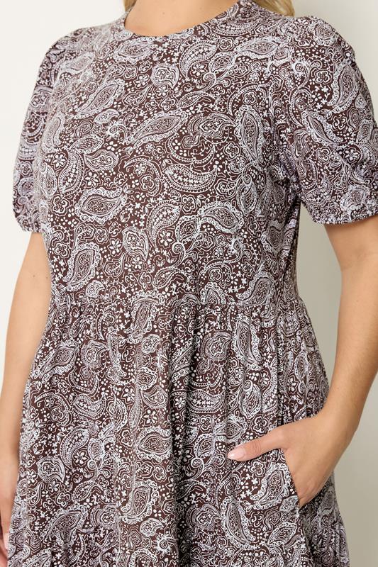 YOURS Plus Size Brown Paisley Tiered Maxi Dress | Yours Clothing 4
