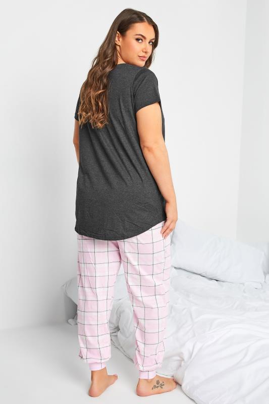 DISNEY Plus Size Grey Eeyore 'Shhh I'm Dreaming' Check Print Pyjama Set | Yours Clothing 3
