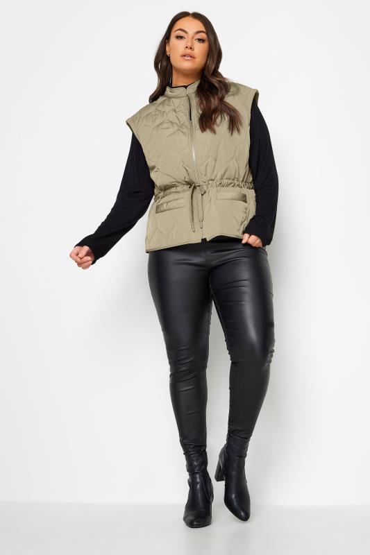 YOURS Plus Size Beige Brown Cropped Boxy Gilet | Yours Clothing 3