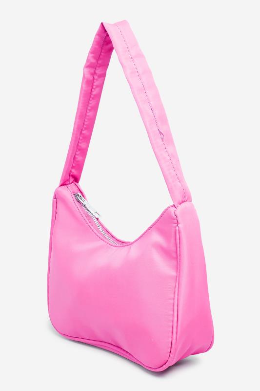 Bright Pink Fabric Shoulder Bag | Yours Clothing 2