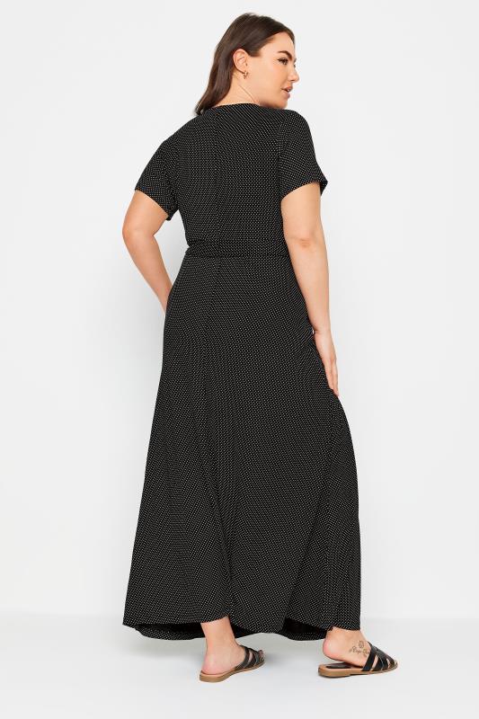 YOURS Plus Size Black Dot Print Maxi Wrap Dress | Yours Clothing 3
