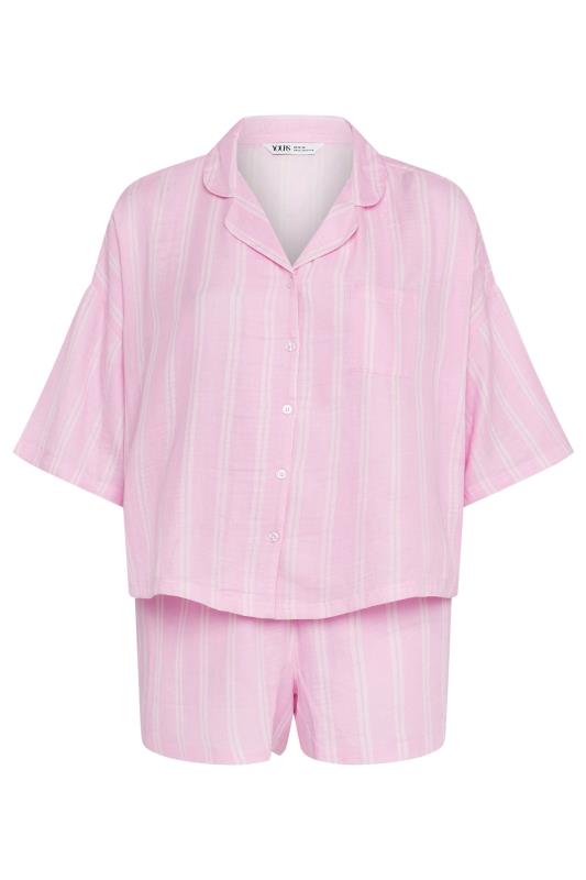YOURS Plus Size Pink Striped Pyjama Set | Yours Clothing 6