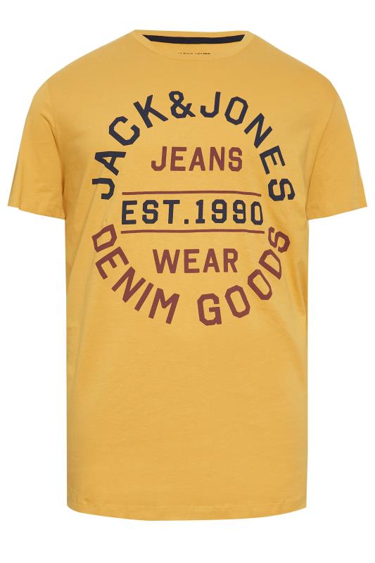 JACK & JONES Big & Tall 3 PACK Yellow & Blue Logo T-Shirts | BadRhino 5