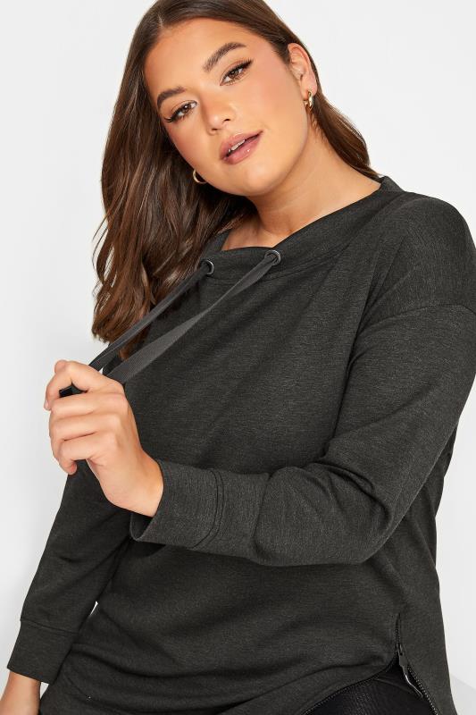 YOURS Curve Plus Size Charcoal Grey Split Side Sweatshirt | Yours Clothing  5
