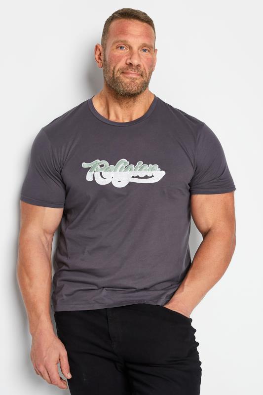 Men's  RELIGION Big & Tall Grey Slice Embroidered Logo T-Shirt