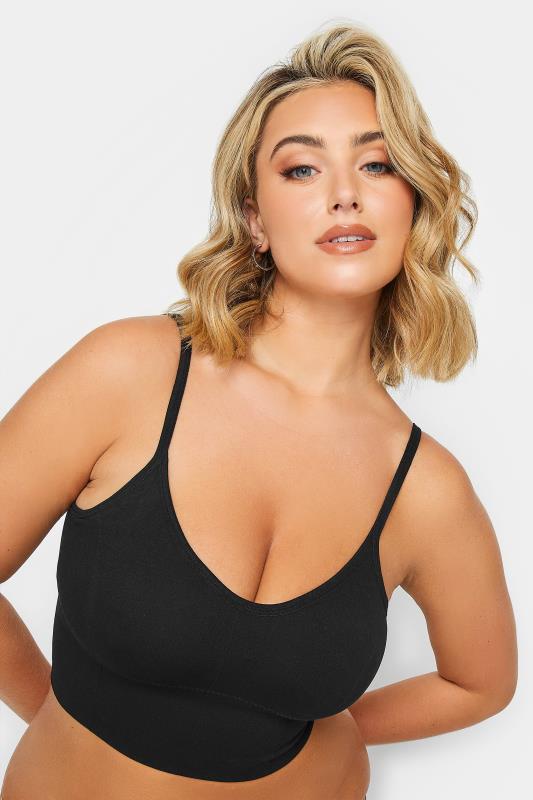  Tallas Grandes YOURS Curve Black Seamless Padded Crop Bralette Top