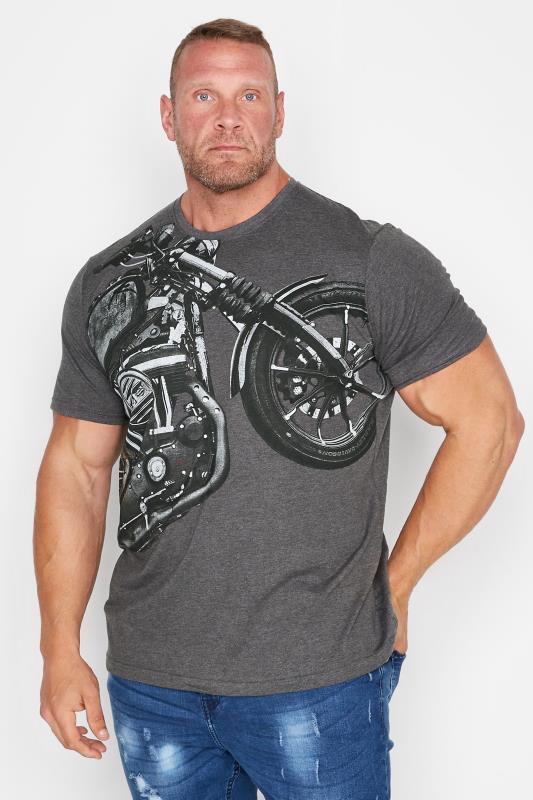 BadRhino Big & Tall Grey Large Motorbike Print T-Shirt 1
