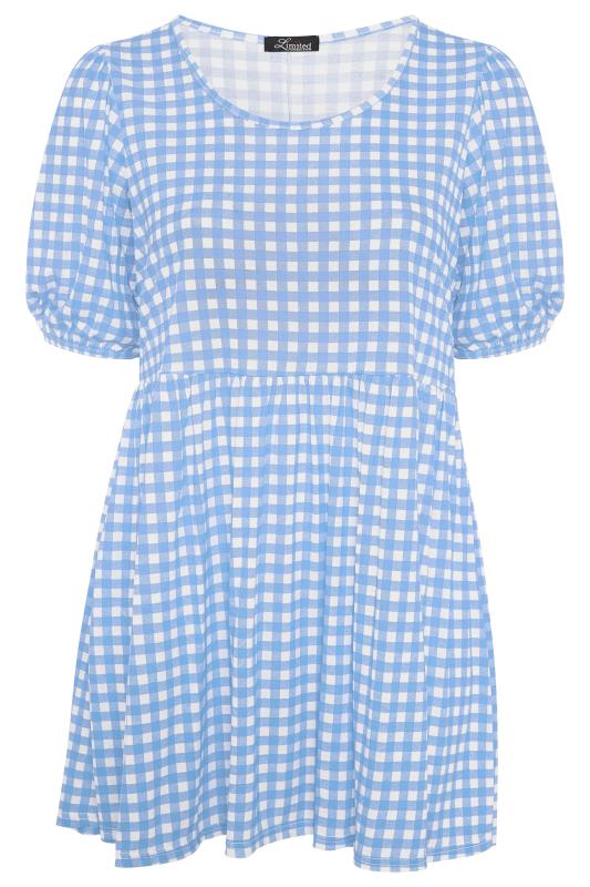 Blue Gingham Peplum Top | Yours Clothing