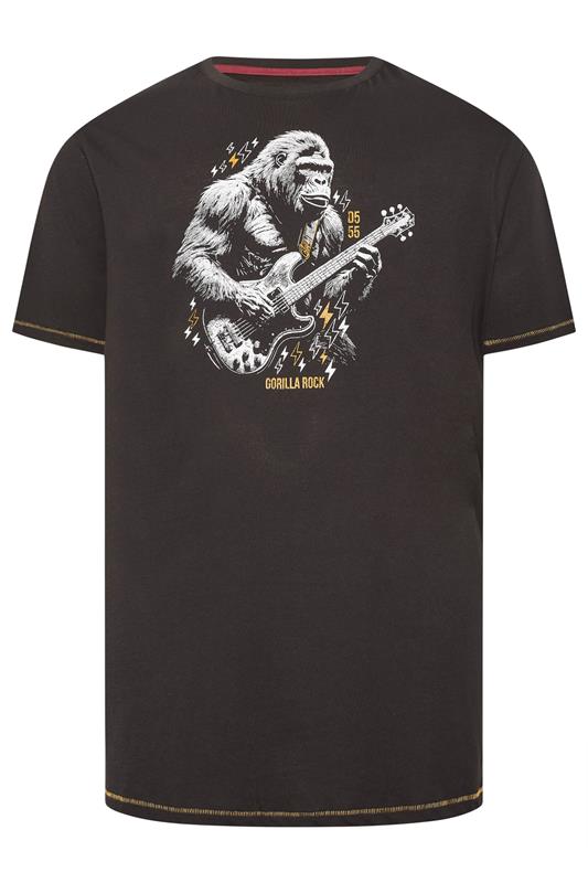 D555 Big & Tall Washed Black Gorilla Guitar Print T-Shirt | BadRhino 2