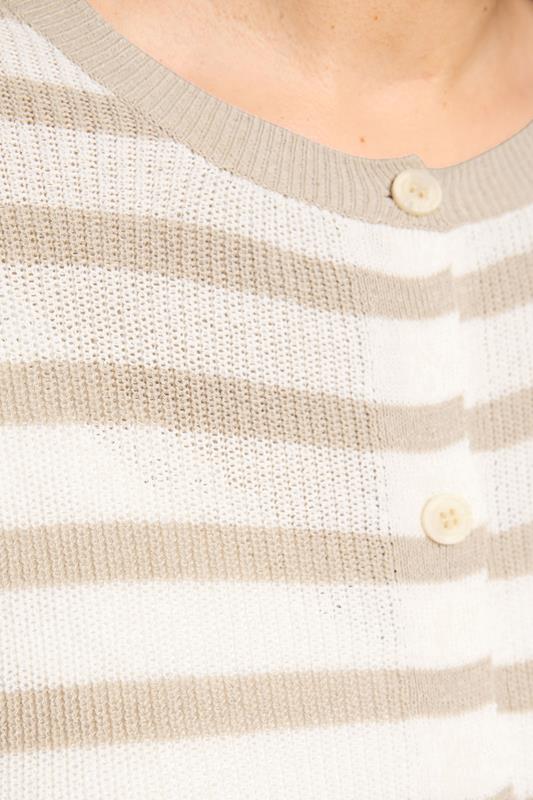 YOURS Plus Size Natural Brown Stripe Knitted Cardigan | Yours Clothing 4