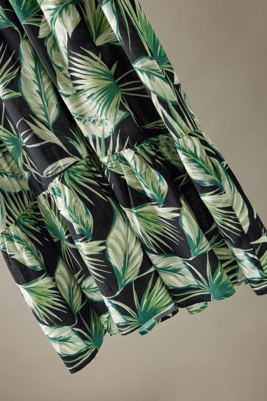 EVANS Plus Size Green Palm Print Tiered Midi Dress | Evans 8
