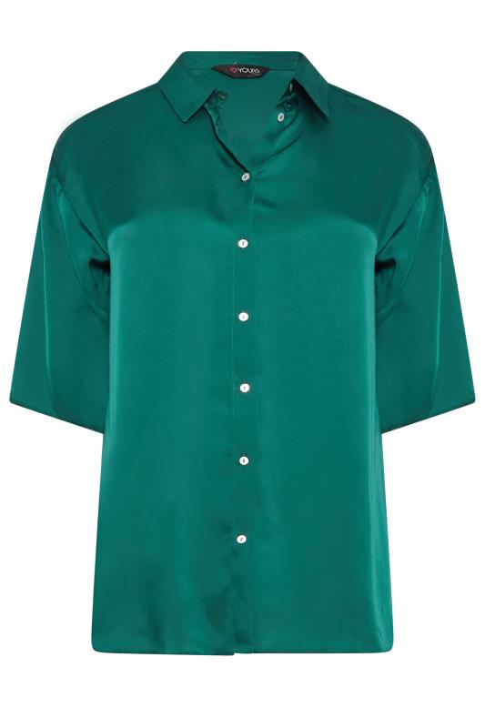 YOURS Plus Size Teal Blue Satin Shirt | Yours Clothing 6